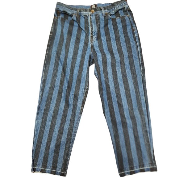 BDG Urban Outfitters Women's Striped Straight Cropped Jeans 32W 100% Cotton - Picture 1 of 13